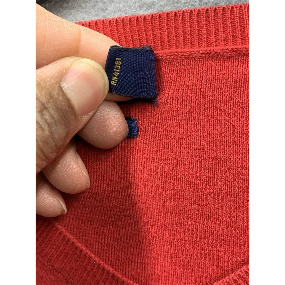 Polo Ralph lauren Mens Pullover V-Neck Sweaters Pima Cotton Preppy Red Large